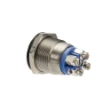 Bulgin Illuminated Push Button Switch Panel Mount 19.2 mm Cutout SPST Momentary Blue LED IP66 24 V DC MPI002
