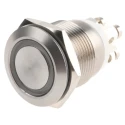 Bulgin Illuminated Push Button Switch Momentary Panel Mount 19.2 mm Cutout SPST White LED IP66 24 V dc MPI002