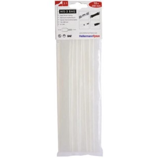 HellermannTyton Heat Shrink Tubing Clear 12 mm Sleeve Diameter x 200mm Length 3:1 Shrink 308-31215 HIS-3-BAG-12/4-PO-X-CL
