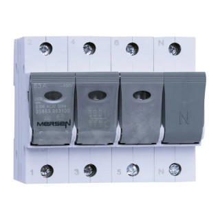 Mersen 63A Bottle Fuse Holder, 3P-Pole for D02 Compatible Fuse Size, 400V AC E1012602 / 05863.063100