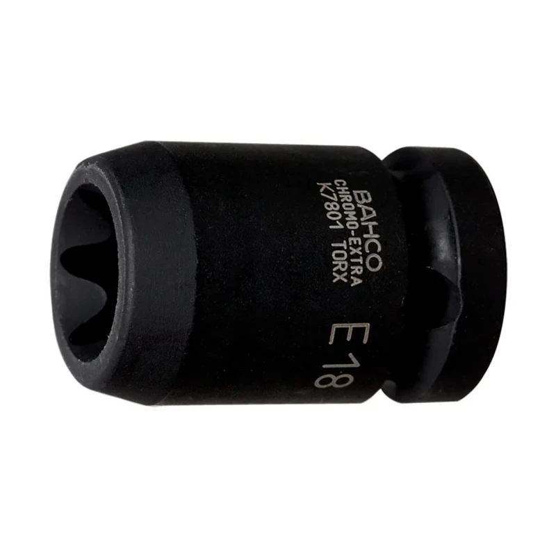 Bahco Standard Impact Socket 1/2 in Drive Alloy Steel Blackened Finish 38mm Length K7801TORX-E18