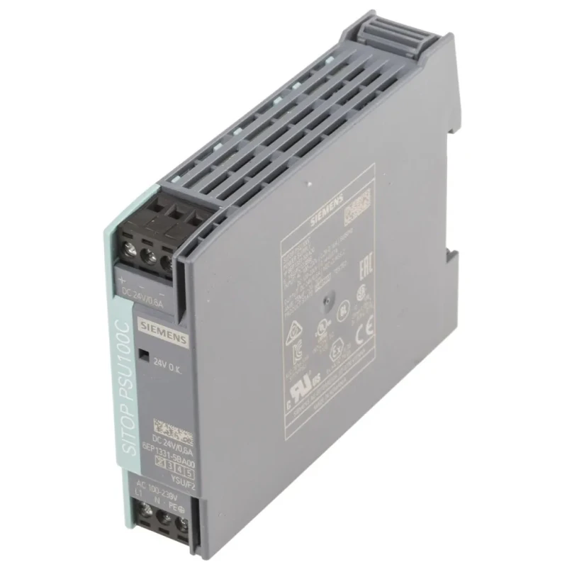 Siemens SITOP PSU100C Switched Mode DIN Rail Power Supply 264V AC/DC Input, 24V DC 600mA Output, 14W PSU100C
