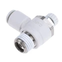 SMC AS Series Brass Speed Controller with Threaded R 1/4 Inlet and Outlet Ports, Adjustable Flow Control AS2201F-02-06S