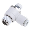 SMC AS Series Brass Speed Controller with Threaded R 1/4 Inlet and Outlet Ports, Adjustable Flow Control AS2201F-02-06S