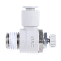 SMC AS Series Brass Speed Controller with Threaded R 1/4 Inlet and Outlet Ports, Adjustable Flow Control AS2201F-02-06S