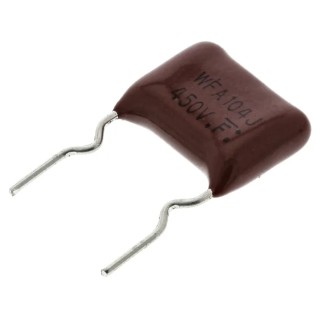 Panasonic ECWF(A) Film Capacitor, 100 nF, ±5% Tolerance, 450 V dc Rated Voltage, Through Hole Mount ECWF2W104JAQ