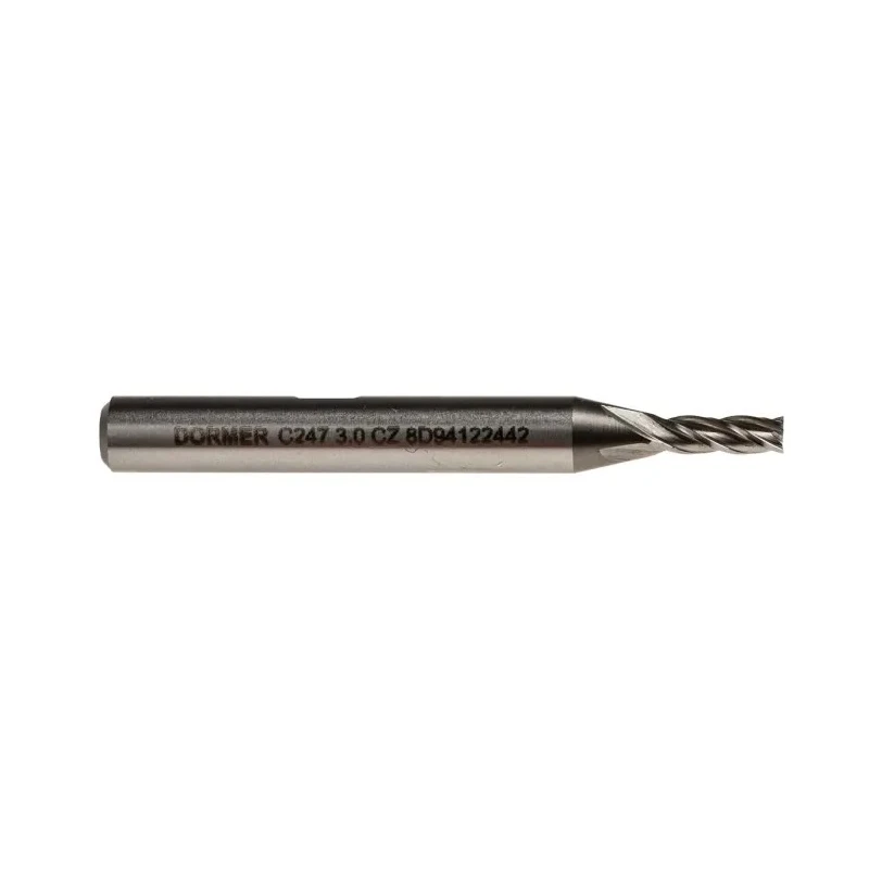 Dormer Cobalt High Speed Steel End Mill, 3 mm Cutter Diameter, 8 mm Cut Length, 6 mm Weldon Shank, Helical Flute C2473.0