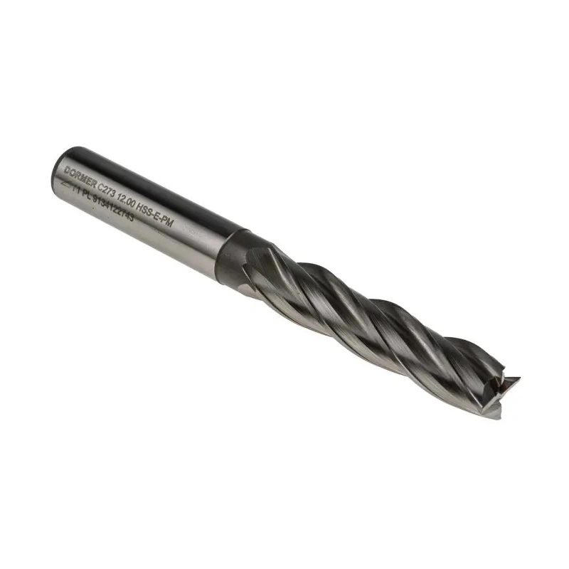 Dormer High Speed Steel End Mill, Weldon Shank, Helical Flute, Centre Cutting, 2 mm Cut Length C27312.0