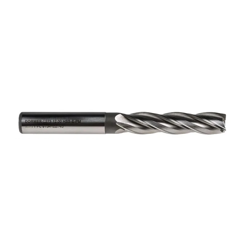 Dormer High Speed Steel End Mill, Weldon Shank, Helical Flute, Centre Cutting, 2 mm Cut Length C27312.0