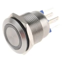 Bulgin Illuminated Push Button Switch, Momentary, Panel Mount, 19.2 mm Cutout, SPST, Blue LED, IP66, 24 V dc MPI002