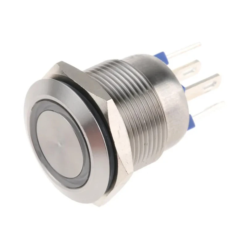 Bulgin Illuminated Push Button Switch, Momentary, Panel Mount, 19.2 mm Cutout, SPST, Blue LED, IP66, 24 V dc MPI002