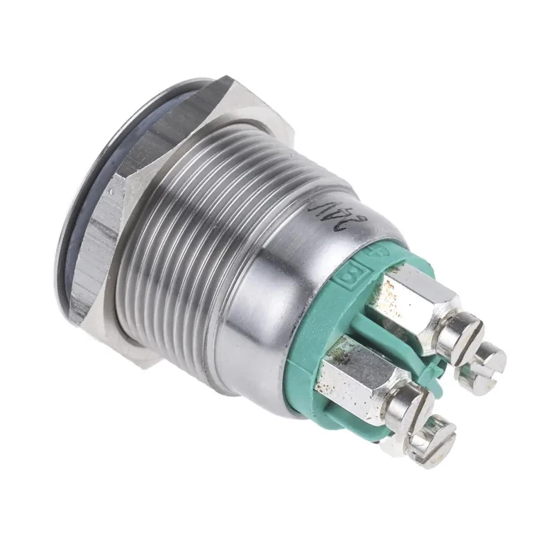 Bulgin Illuminated Momentary Push Button Switch Panel Mount SPST Green LED IP66 24V DC MPI002