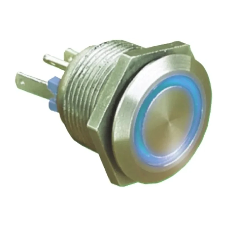 Bulgin Illuminated Push Button Switch Panel Mount SPST Blue LED Momentary 19.2 mm Cutout IP66 MPI002