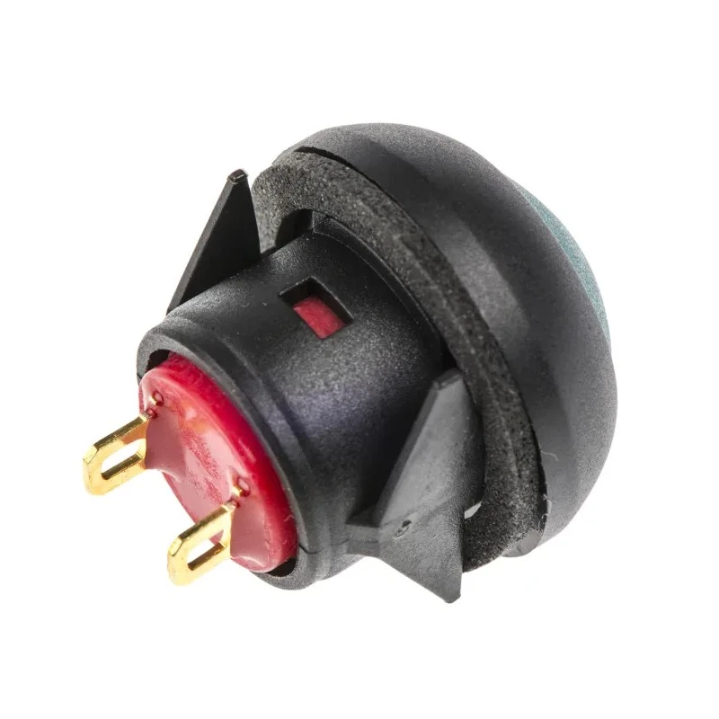 RS PRO Miniature Push Button Switch Momentary Panel Mount SPST Green LED IP67 50V DC 32V AC 734-6700