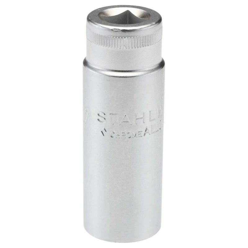 STAHLWILLE 3/8 in Drive 17 mm 12 Point Square Chrome-Plated Steel Socket 65mm Overall Length 02020017
