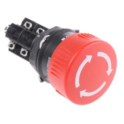 EAO 01 Series Maintained Emergency Stop Push Button, Panel Mount, 16mm Cutout, DPST, IP65 51-259.025