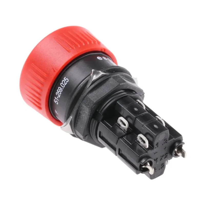 EAO 01 Series Maintained Emergency Stop Push Button, Panel Mount, 16mm Cutout, DPST, IP65 51-259.025