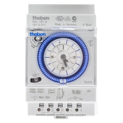 Theben Analogue DIN Rail Time Switch Single Channel 230V AC SUL 191 w