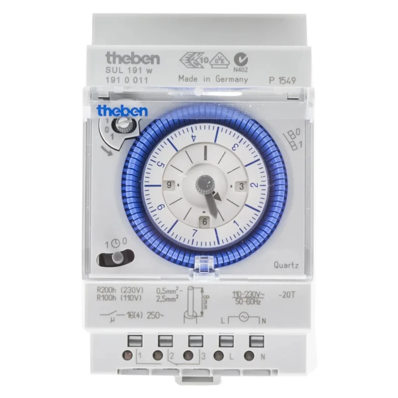 Theben Analogue DIN Rail Time Switch Single Channel 230V AC SUL 191 w
