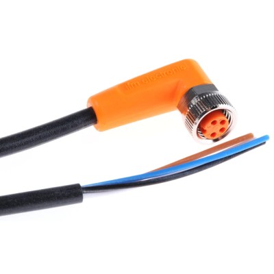 ifm electronic Female 4 Way Right Angle Sensor Actuator Cable, 5 m, Polyurethane Jacket, IP69K, EVC154