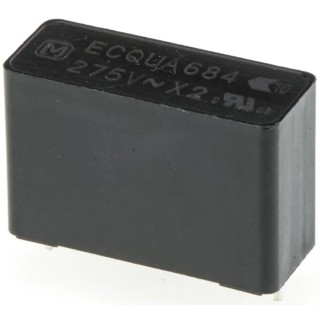 Panasonic ECQUA Film Capacitor X2, ±10 % Tolerance, 680 nF, 275V AC, Through Hole Mount ECQUAAF684KA