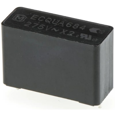 Panasonic ECQUA Film Capacitor X2, ±10 % Tolerance, 680 nF, 275V AC, Through Hole Mount ECQUAAF684KA