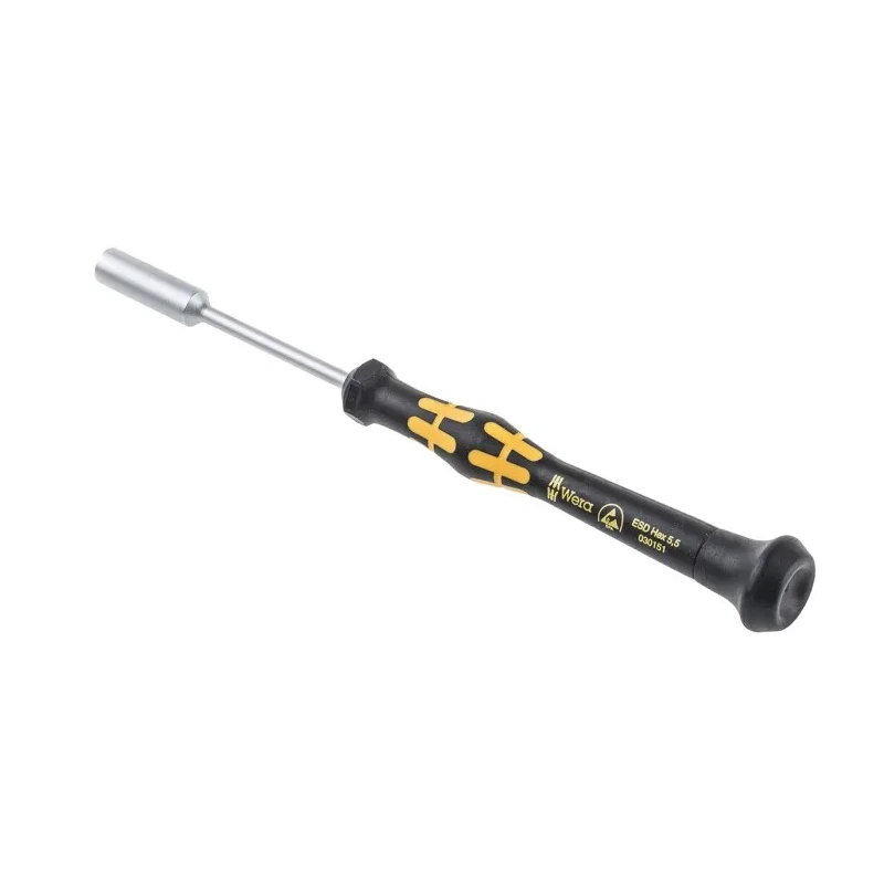 Wera Precision Hexagon Nut Driver 5.5 mm Tip 60 mm Blade Plastic Handle ESD Safe 05030151001