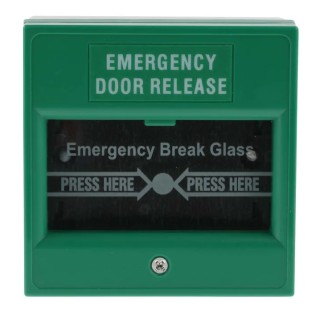 RS PRO Green Emergency Exit Unlocking Box Break Glass Operated Resettable Mains-Powered 741-8284