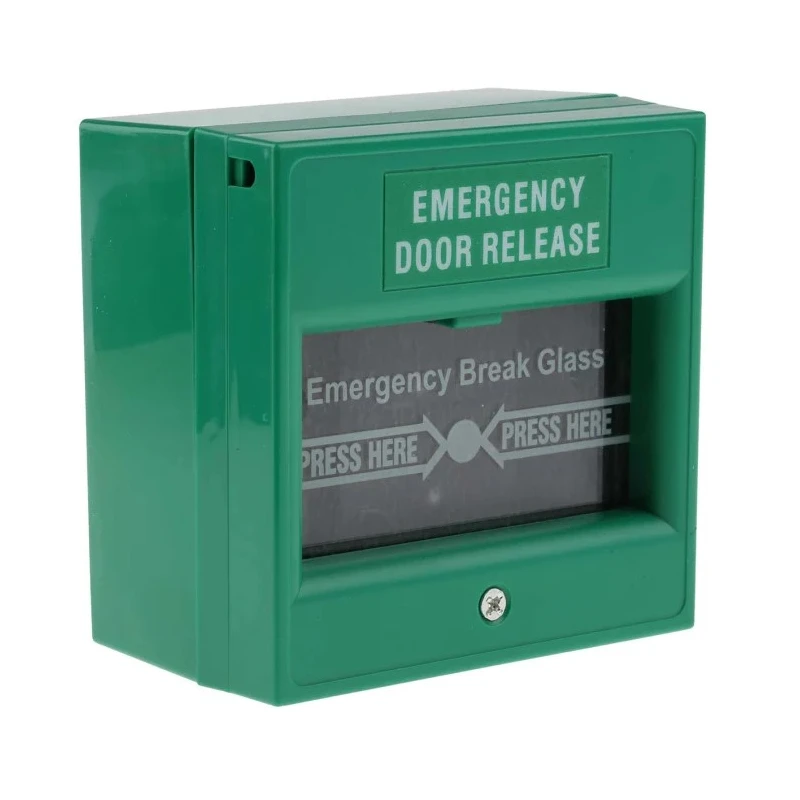 RS PRO Green Emergency Exit Unlocking Box Break Glass Operated Resettable Mains-Powered 741-8284
