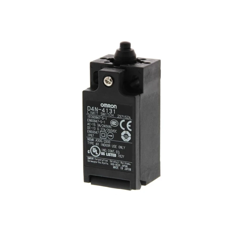 Omron D4n Series Plunger Limit Switch, Actuator Type Plunger, 1 NO/1 NC, IP67 Polyester Housing, 4A, M20 Terminal, 