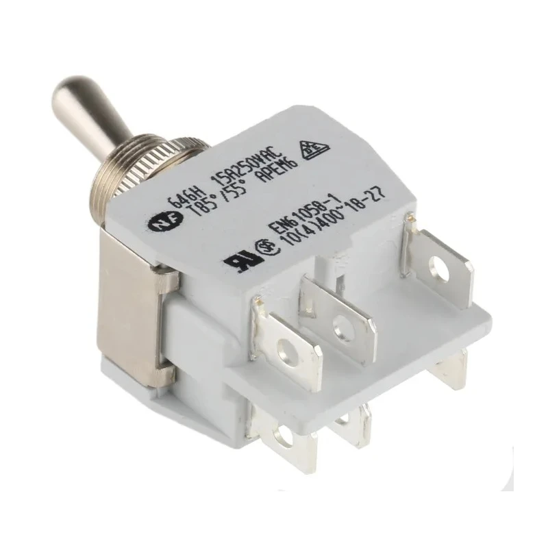 APEM Toggle Switch Panel Mount On-On DPDT Tab Terminal 24V DC 250V AC 646H/2