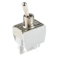 APEM Panel Mount Toggle Switch, On-Off, DPST, Tab Terminal, 24 V DC, 250 V AC, Nickel Plated Brass Actuator 641H/2