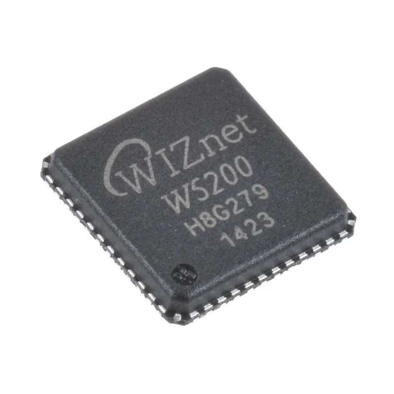 WIZnet Inc 48-Pin QFN Ethernet Controller 3.63V 100 Mbps SPI Full Duplex/Half Duplex W5200