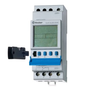 Finder Digital 12 Series DIN Rail Time Switch 2-Channel 230V ac 12.92.8.230.0090