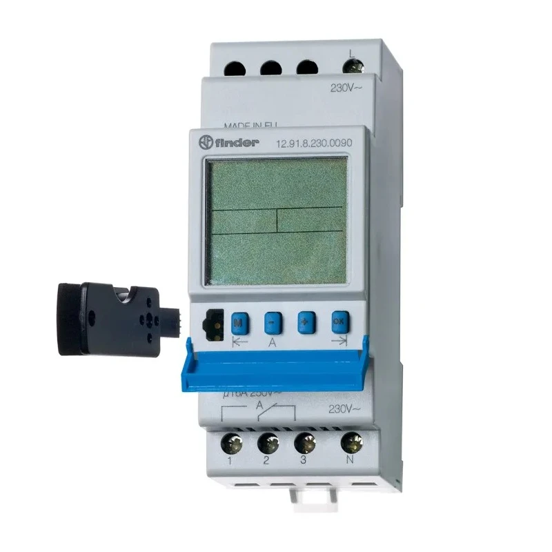 Finder Digital 12 Series DIN Rail Time Switch 2-Channel 230V ac 12.92.8.230.0090