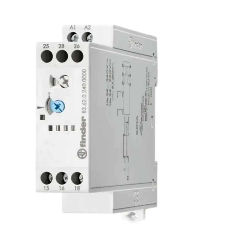 Finder 83 Series DIN Rail Timer Relay, 2-Contact, 24 to 240 V AC/DC, 8A Contact Current, 0.05 to 180 s 83.62.0.240.0000