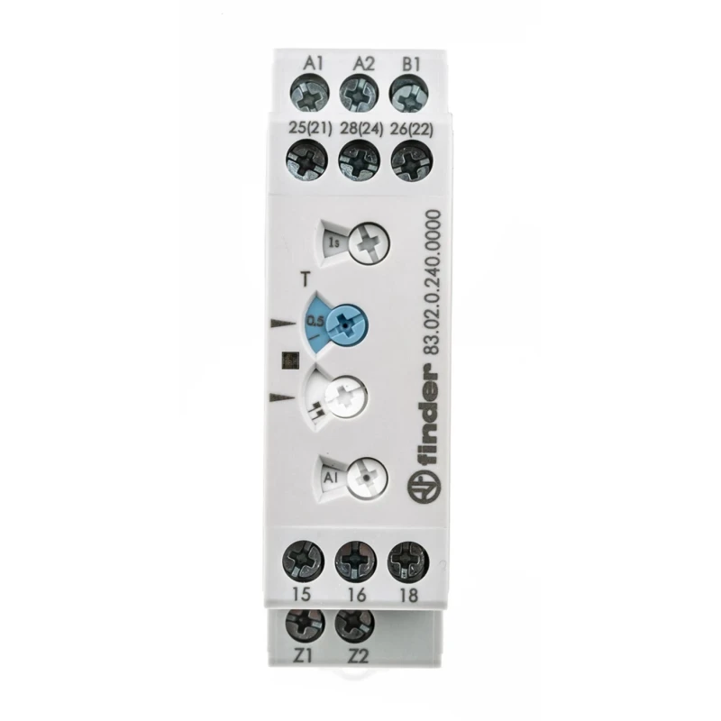 Finder 83 Series DIN Rail Timer Relay, 2-Contact DPDT, 24 V dc 24V ac 240 V ac, 0.05-10 h/s/min/days, ON 83.02.0.240.0000