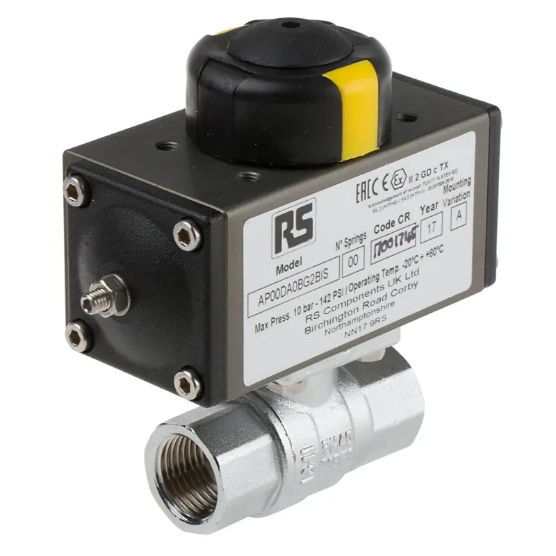 RS PRO Ball Type Pneumatic Actuated Valve 40 bar BSP Female 1/2 in 760-5576