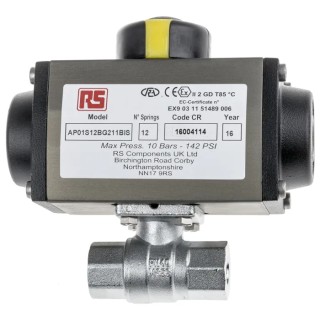 RS PRO Ball Type Pneumatic Actuated Valve 40 bar BSP Female 1/4 in 760-5598