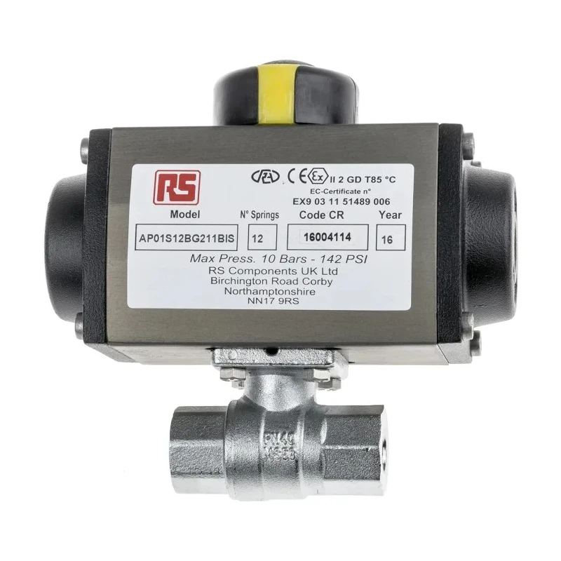 RS PRO Ball Type Pneumatic Actuated Valve 40 bar BSP Female 1/4 in 760-5598