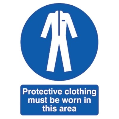 RS PRO Polypropylene Rigid Plastic Mandatory Sign Protective Clothing Must Be Worn In This Area 763-1765