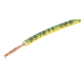 RS PRO Green Yellow 0.75 mm² 18 AWG 24x0.2 mm Core Strands 100 m Cross-Linked Low Smoke Hook Up Wire 763-7586