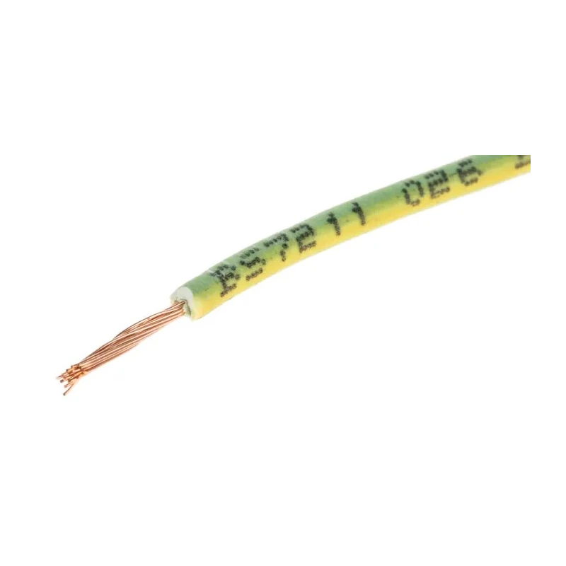 RS PRO Green Yellow 0.75 mm² 18 AWG 24x0.2 mm Core Strands 100 m Cross-Linked Low Smoke Hook Up Wire 763-7586