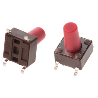 APEM Red Tactile Switch Stem 9.5 mm SPST 50mA 12 V dc Surface DTSM65RV