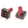 APEM Red Tactile Switch Stem 9.5 mm SPST 50mA 12 V dc Surface DTSM65RV