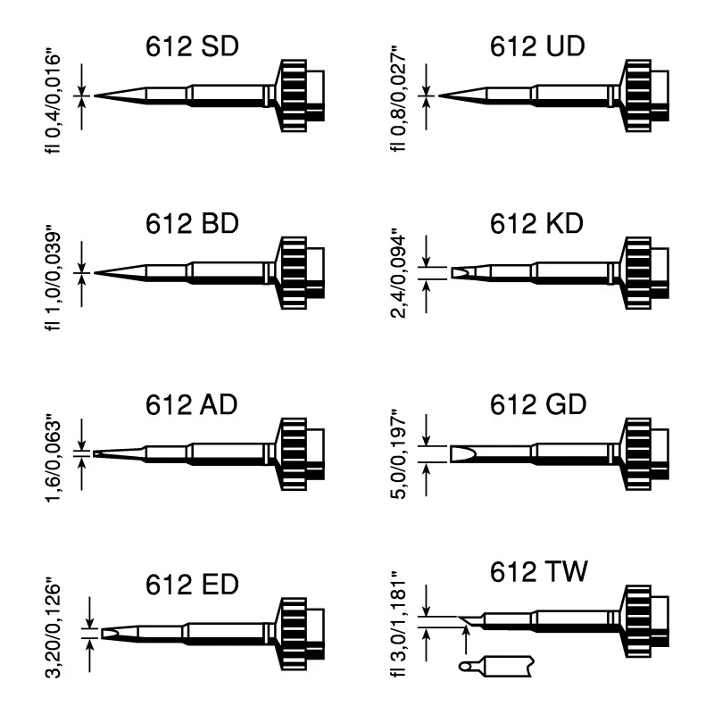 Ersa 0.7 x 2.4 mm Chisel 49 mm Soldering Iron Tip for use with Tech Tool 0612KDLF/SB
