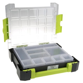 RS PRO Adjustable Compartments 10 Cell Polypropylene Compartment Box Transparent Grey Green 325 mm x 275 mm x 70 mm 767-4960