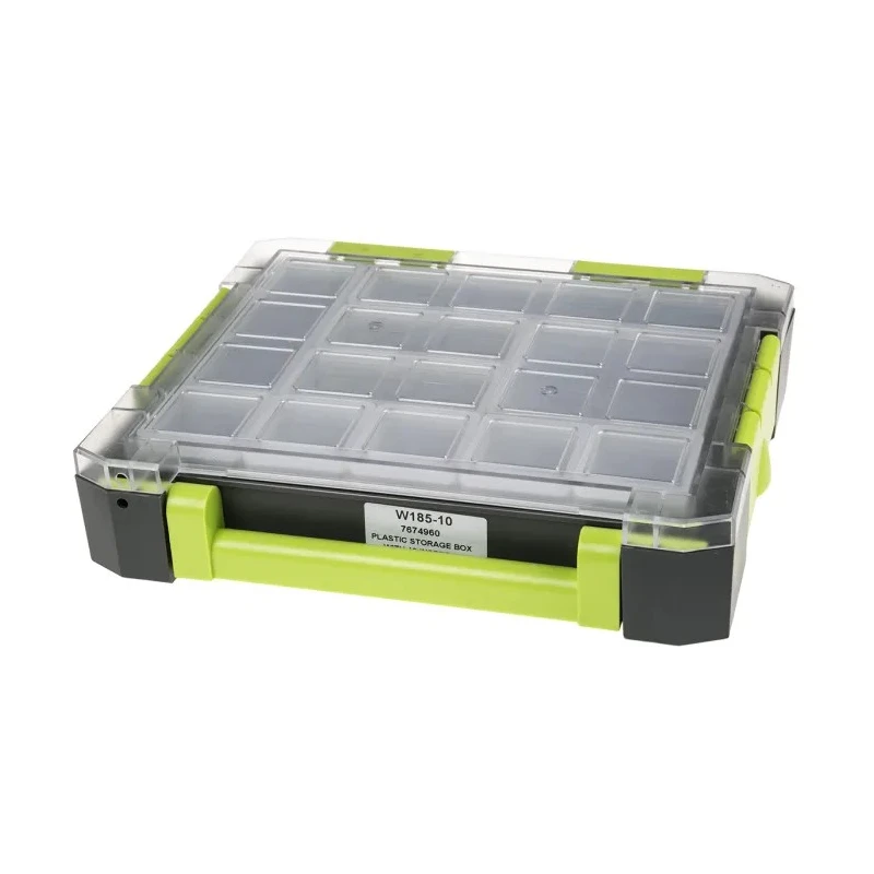 RS PRO Adjustable Compartments 10 Cell Polypropylene Compartment Box Transparent Grey Green 325 mm x 275 mm x 70 mm 767-4960