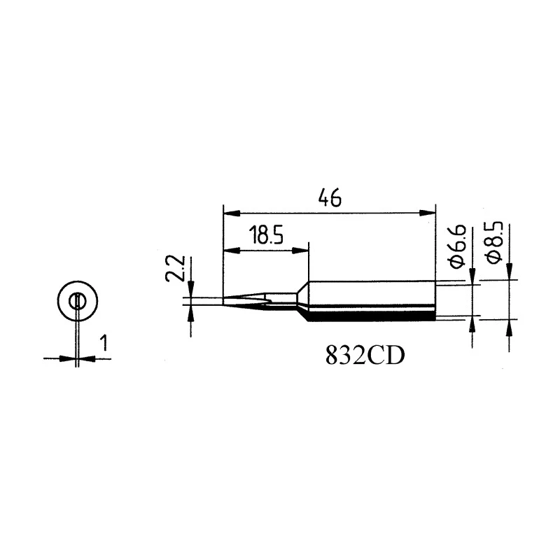 Ersa 1 x 2.2 mm Chisel 46 mm Soldering Iron Tip for Power Tool 0832CDLF/SB