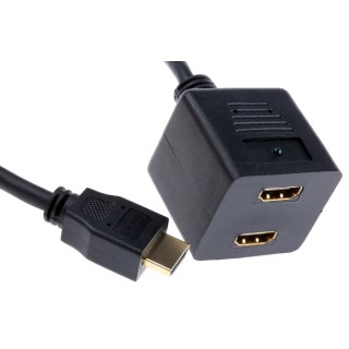 RS PRO 300 mm HDMI Cable Male to Dual Female HDMI Adapter with LED Indicator 768-4194